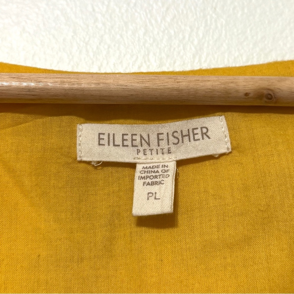 Eileen Fisher Linen Midi Dress Size Large Petite Marigold Yellow Sleeveless - Picture 3 of 7